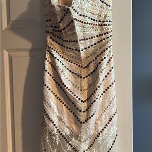 Ivory Beaded Sequin Evening Gown